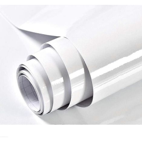 Papier peint adhésif amovible blanc, résistant à la chaleur, imperméable et anti-huile, pour murs, décor autocollant (1/5)