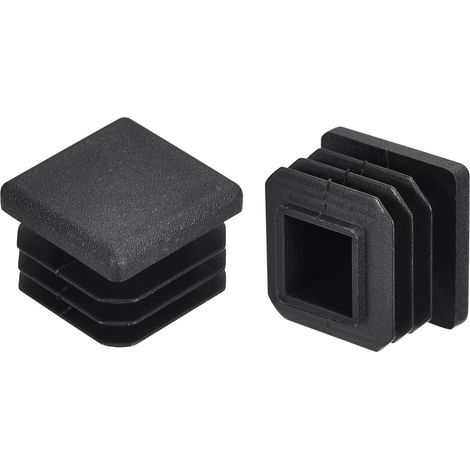 Lot de 20 bouchons carrés en plastique pour tube de 20 mm x 20 mm (0,79 pouce) pour rampe d'escalier, garde-corps, tube noir (1/4)
