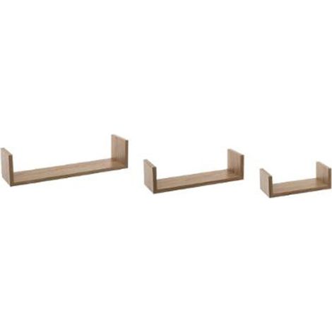 Five Simply Smart – Lot de 3 étagères murales 42cm en MDF chêne naturel – Dimensions variées pour rangement décoratif – Installation facile avec notice incluse (1/2)