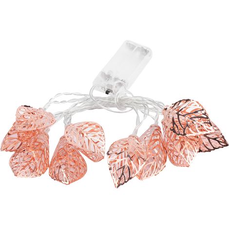Guirlande lumineuse LED forme feuille dorée rose 1,5 m - décoration pour Noël mariage intérieur et extérieur (1/5)