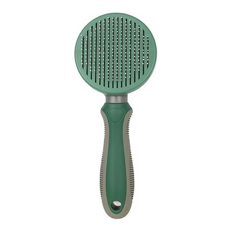 Brosse douce pour chiens et chats, brosse autonettoyante pour le toilettage, brosse pour tous types d'animaux (verte) (1/5)