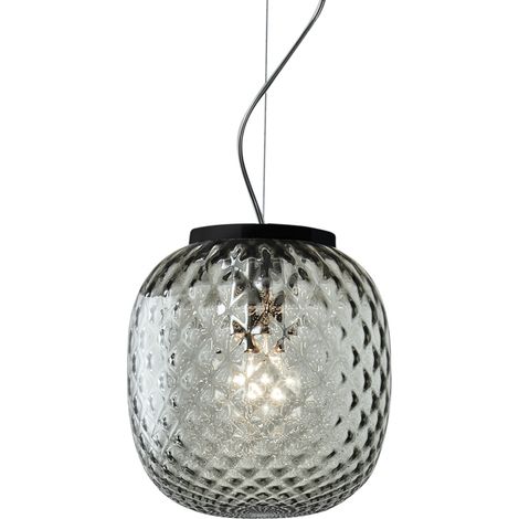 Lampe à Suspension Oban Noire avec Diffuseur en Verre Soufflé à la Bouche, Effet Ballon Pétrole - E27 75W 220-240V - Groupe Rossini (1/5)