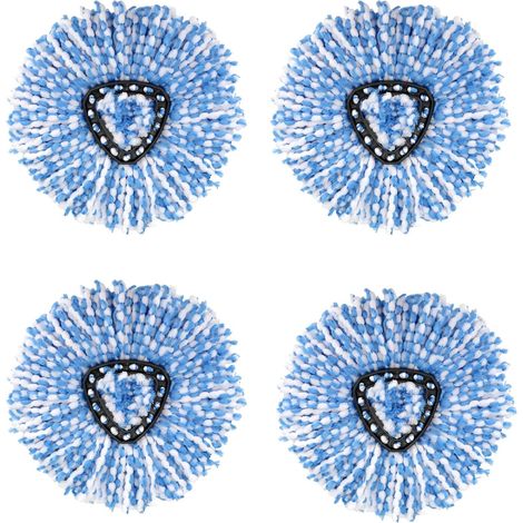 Lot de 4 têtes de rechange pour balai à franges O-Cedar EasyWring RinseClean en microfibre pour système à 2 réservoirs (bleu) (1/5)