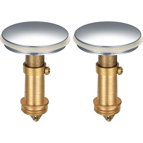 Lot de 2 bouchons d'évier escamotables 38 mm en laiton chromé pour cuisine et salle de bain (1/5)