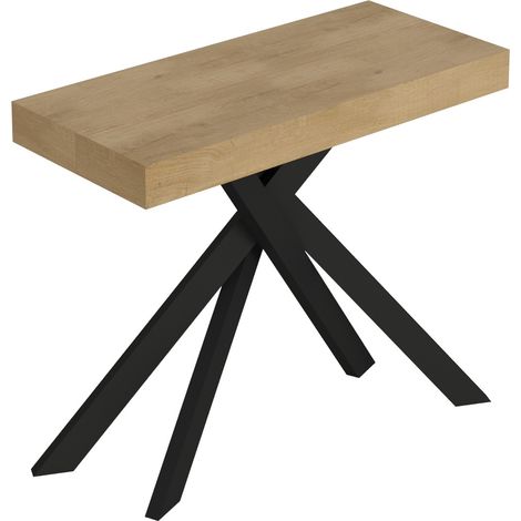 Console Extensible 90X40/300 Cm Saki Premium Chêne Nature Pieds Anthracite (1/5)