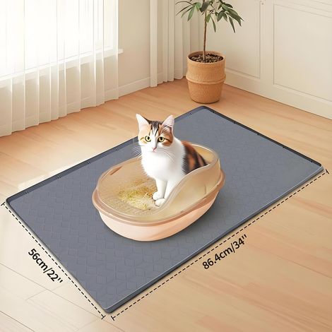 Tapis de Litière pour Chat Imperméable et Antidérapant Grand Format Tapis de Gamelle pour Chien et Chat Facile à Nettoyer