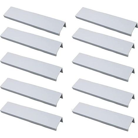 Lntyq 10pcs Poignée d'Armoire,Poignées de Meuble Pour Tiroir, Armoire, Tiroir, Placard de Cuisine,Distance du Trou-96mm,Argent (1/5)