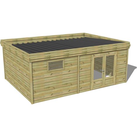 ABRI DE JARDIN bois traité 27mm, 6,5x4,3m, 28m2