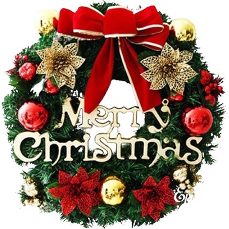 Wreath Navidad Artificial - PVC - Adorno Puerta Exterior e Interior - Con Lazos y Campanas - 1 Unidad (1/5)