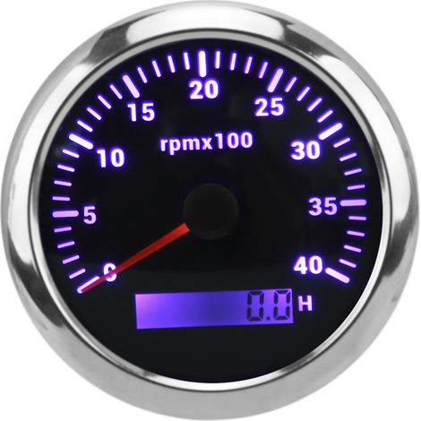 Tachymètre 85 mm, 4000 tr/min, étanche IP67, rétroéclairage 7 couleurs, pour voiture, bateau, camping-car, yacht, noir (1/5)