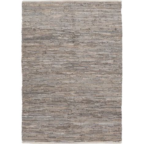 Tapis tressé en cuir et coton gris 100 x 150 cm - SUELO 6742 (1/4)