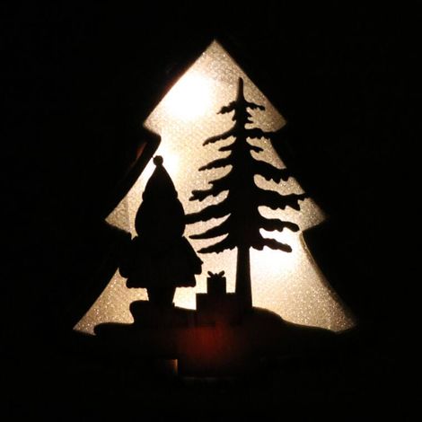 Decorazione luminosa, ciondolo a forma di albero di Natale in legno, 11 cm (1/3)