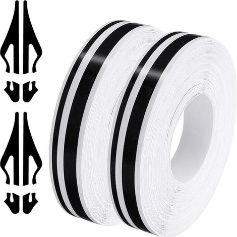 Strisce decorative per auto e moto, pannelli laterali autoadesivi da 9,8 m e nastro adesivo fai-da-te nero (5 mm + 2 mm) per barche e strumenti musicali. (1/5)