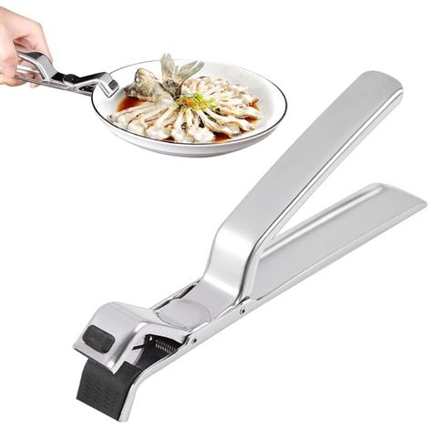 Pince de cuisine anti-brûlure en acier inoxydable, résistante à la chaleur et durable, fonctionnement à une main, outil de cuisine multifonction pour bols, assiettes, poêles, friteuses à