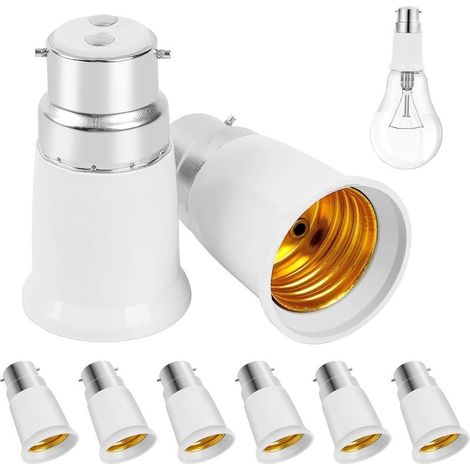 8 Pièces Adaptateur B22 vers E27, Convertisseur de Douille Baïonnette B22 à E27 pour Ampoule LED, Incandescente, Halogène, CFL, 0-220V, Adaptateur Culot Douille pour Éclairage Domestique (1/4)