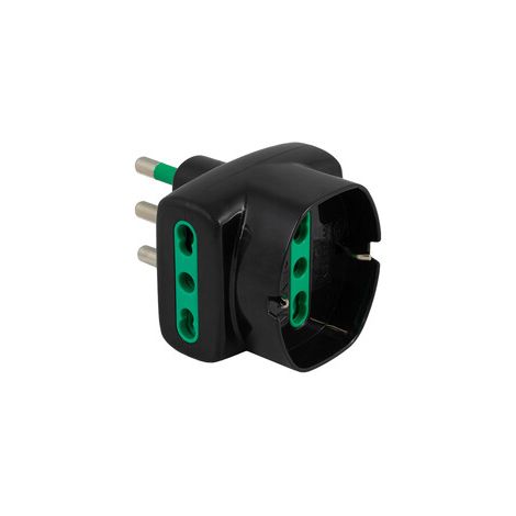 Q.TA' 50 FME 82641-EW ADATTATORE TRIPLO 16A 2P+SCHU NERO EASY