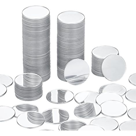200pcs 20mm Tuiles de Miroir Auto-adhésives Carreaux de Mosaïque Décoratifs Ronds Plats Stickers Muraux pour la Décoration de la Maison Fabrication Artisanale (1/5)