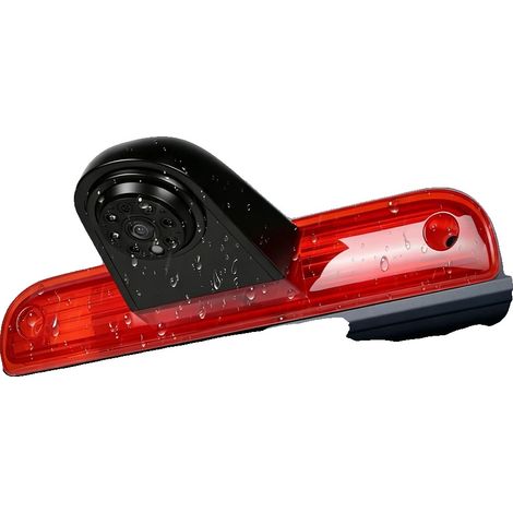 Telecamera posteriore, angolo di visione di 140°, impermeabile IP67, connessione cablata, visione notturna, integrazione con la luce del freno. (1/5)