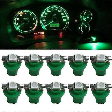 Lot de 10 ampoules LED T5 B8.5d pour tableau de bord automobile, basse consommation, LED SMD 5050, 12 V (1/5)
