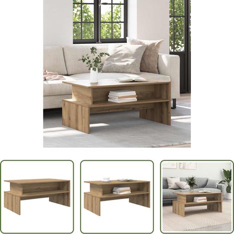 Bois d'ingénierie -  Table basse Chêne artisanal 90 x 55 x 42,5 cm Bois d'ingénierie (1/5)