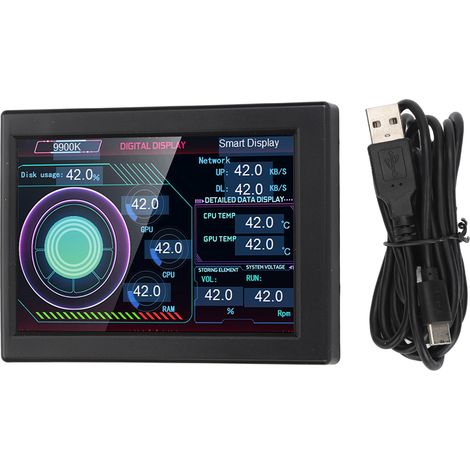 Écran de capteur PC 3.5 pouces IPS USB Type-C, affichage température avec support, moniteur secondaire DIY. (1/5)