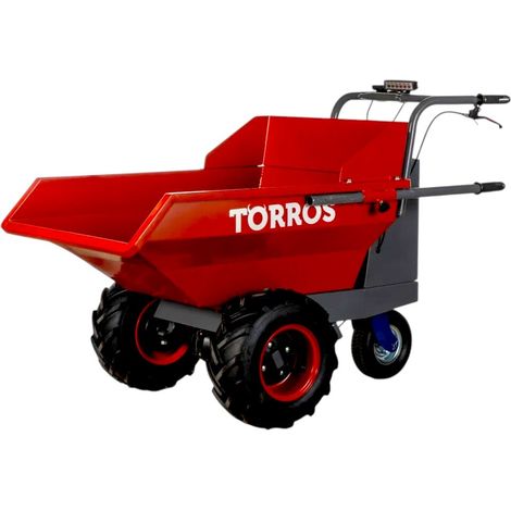 Torros – Brouette motorisée électrique 400kg 220l – 3 roues – Vitesse variable 0-6km/h – Autonomie 4h – Godet acier basculant – MED400