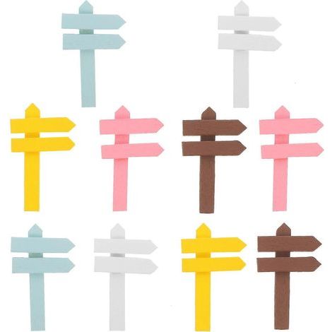 Set mit 10 Mini-Straßenschildern aus Holz, dekorative Ornamente für künstliche Mikrolandschaften und Pflanzen, Puppenhaus-Landschaftszubehör – 5 x 3 x 0,2 cm (1/4)
