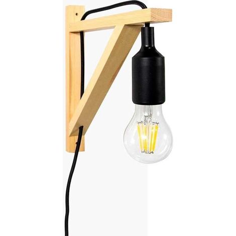 Applique murale scandinave YOJO – Cadre en bois 250x250mm – Suspension câble 1,7m – Douille E27 pour ampoules LED décoratives (1/5)
