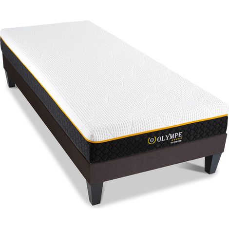 Ensemble matelas à mémoire de forme ferme + sommier en bois Blanc 90x190 cm (1/5)