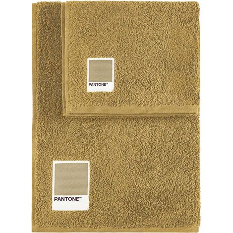 SWEET HOME Pantone™ - Set di Asciugamani 1+1 composto da Ospite 40x50cm + Viso 50x100cm, Certificato Oeko Tex, Beige (1/4)