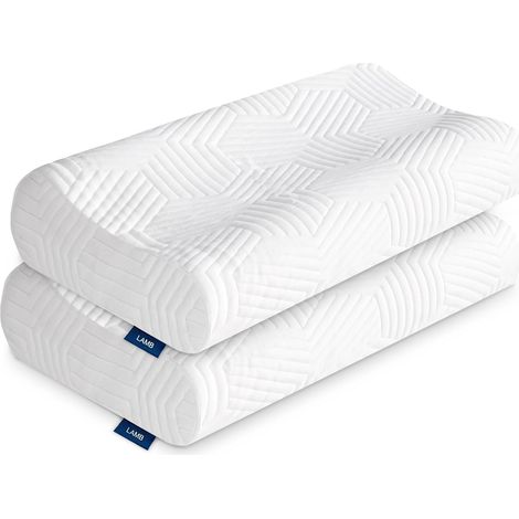 Lot de 2 oreillers en Mousse à mémoire de Forme réglable en Hauteur - Ergonomique - Coussin de Soutien de la Nuque - Amovible et Lavable - Convient pour Le Dos et Le côté (1/5)
