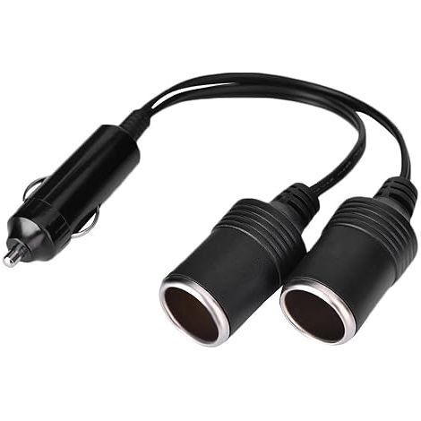 Adaptador de encendedor de cigarrillos de coche de doble toma de 12 V, divisor de encendedor de cigarrillos de coche 13×9×5, enchufe de cargador de coche de 12 V 24 V macho a 2 (1/2)
