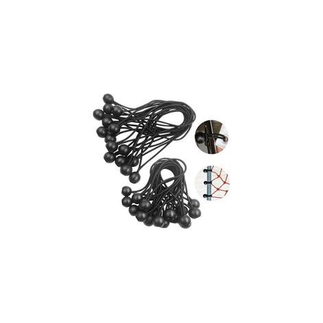 Tendeur de bâche, tendeur à bille, tendeur élastique noir, sangles d'extension de tension élastiques pour tonnelles, bâches, camping, tentes, rideaux (30 pièces noires - 15 cm) (1/5)