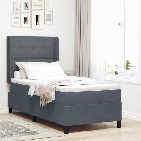 Boxspringbett mit Matratze Dunkelgrau 100 x 200 cm Samt