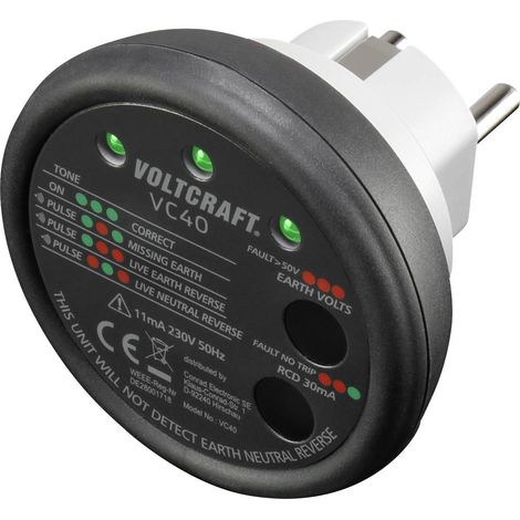 VOLTCRAFT VC40 Tester presa di corrente CAT II 300 V (1/5)