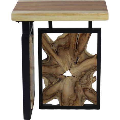 Bout de canapé racine 35x55x55 cm en bois de trembesi et teck - STROM