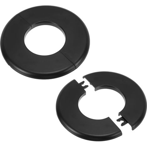 Plaque d'Écussons Auto-Adhésive Ronde en ABS 2.01"/51mm, 2pcs Couverture Murale pour Tuyau d'Eau, Cache Mitigeur Douche Boucles Rosace Robinet Chauffage Plomberie Mural, Noir (1/5)
