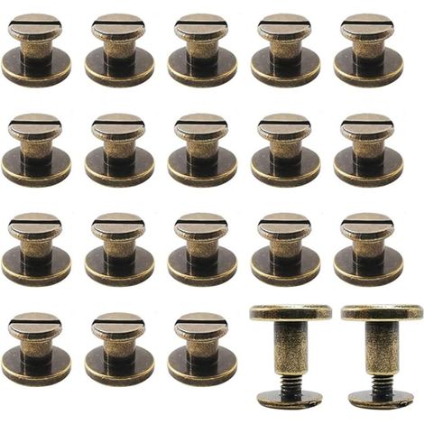 Sollbry Remaches de hierro, remaches de latón, remaches de cuero, remaches de metal, para artesanías de cuero y encuadernación (20 pares, 9 x 5 mm) (1/5)