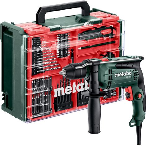 Metabo – Perceuse à percussion 650W 2 vitesses – Moteur 44800 tr/min – Mandrin à serrage rapide – Accessoires inclus pour béton et bois (1/5)