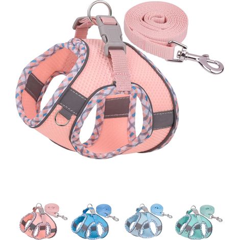 Harnais et laisse roses anti-traction pour petit chiot, ensemble gilet pour la promenade et l'entraînement (1/3)