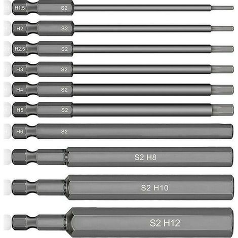 Embouts Allen Magnétiques - Lot de 10, 1.5-12mm, Douille Hexagonale, pour Tournevis, Clé, Fixation Précise (1/4)