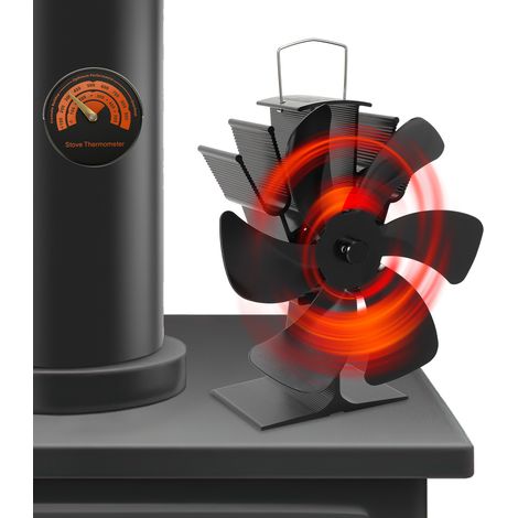 TolleTour Ventilador de estufa, Ventilador térmico silencioso de 6 palas para estufas de leña, Distribución eficiente del calor en invierno (1/5)