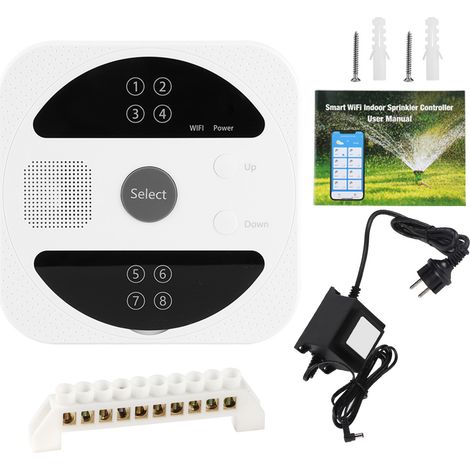 Programmeur d'arrosage intelligent WiFi 8 zones, contrôleur d'irrigation automatique pour jardin et pelouse, prise EU 230V, plastique durable (1/5)