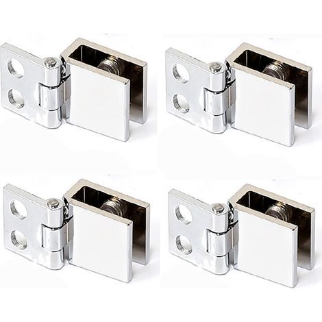 4 Pièces Charnière Meuble Porte en Verre, Charnière à Pince, Clip de Porte en Verre, Convient pour Vitrine, Ouverture et Fermeture du Verre (1/4)