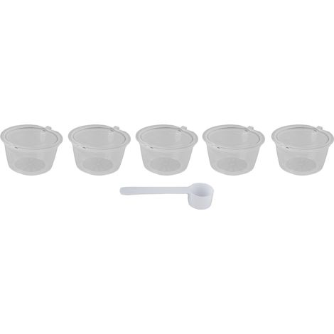 5 Pièces Filtres à Café Réutilisables 50ml avec Cuillère pour Machine DOLCE GUSTO - Transparent (1/5)