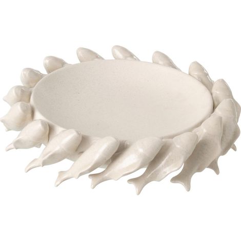 Coupelle Déco Poisson "Grey" 32cm Blanc Cassé