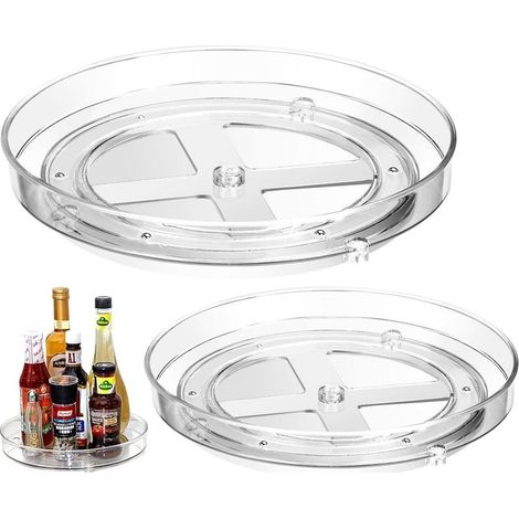 Plateau Tournant - 360° Rotation - Pour Epices Contenants Alimentaires et Cosmetiques - Compatible Cuisine Refrigerateur Salle De Bain - 23 5 Cm Et 27 Cm - Lot De 2 (1/5)