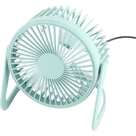 Petit ventilateur de bureau USB, moteur silencieux, grande vitesse, mini ventilateur de table pour le bureau, la voiture, la maison, intérieur et extérieur, bleu clair (1/5)