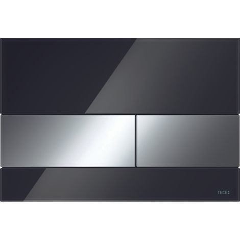 TECE WC-Betätigungsplatte TECEsquare Glas für Zweimengentechnik, Glas schwarz, Tasten Chrom 9240807