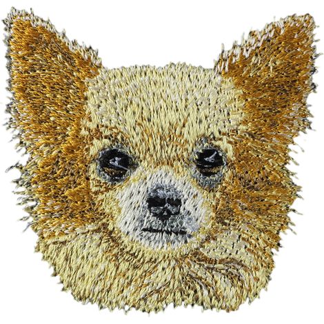 Chihuahua de pelo largo: parche con forma de perro, parche bordado, decoración única para mochila de Art-Dog. (1/3)